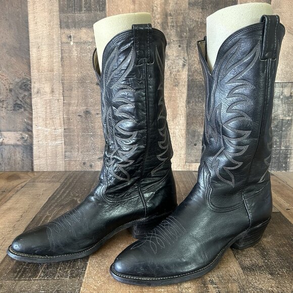 Nocona Vintage Black Western Cowboy Boots Mens 9.5 E - Picture 11 of 12